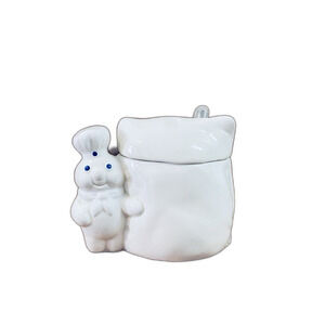 1988 Pillsbury Doughboy  Ceramic Sugar Bowl With Spoon